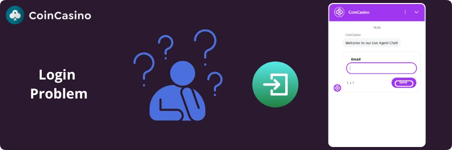 Coin Casino login problem resolution via live chat support window